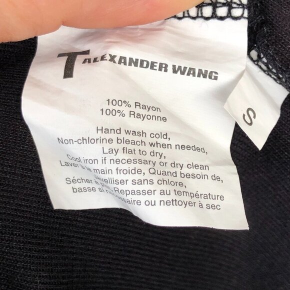 Tβ by ALEXANDER WANG Drape-Back Above Knee/Mini Rayon Sleeveless Black Dress S - Picture 13 of 13